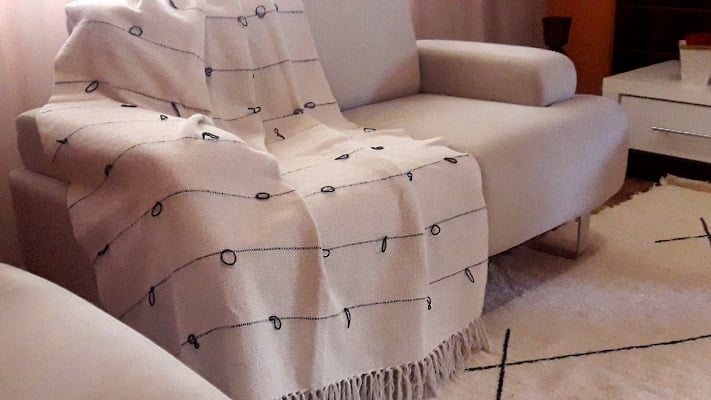 Manta para Sofa home sweet home - Arte Mineira Artesanatos em tear manual 